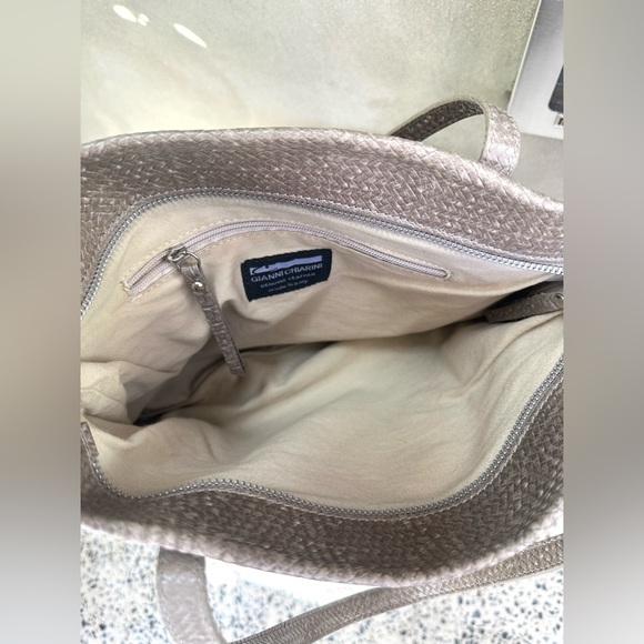 Gianni Chiarini Woven Chevron Leather Tote Bag with Zipper - Made in Italy - Picture 8 of 9